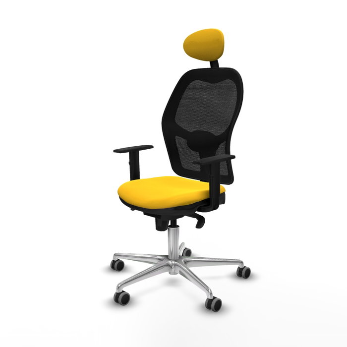 PIQUERAS Y CRESPO Silla de oficina Jorquera con mecanismo Sincro, Similpiel Amarillo y Malla Negro PIQUERAS Y CRESPO Silla de oficina Jorquera con mecanismo Sincro, Similpiel Amarillo y Malla Negro