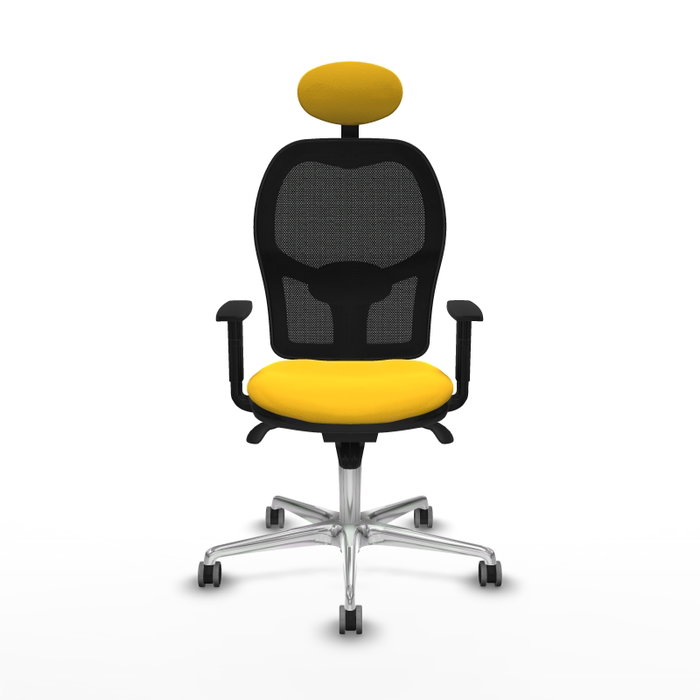 PIQUERAS Y CRESPO Silla de oficina Jorquera con mecanismo Sincro, Similpiel Amarillo y Malla Negro PIQUERAS Y CRESPO Silla de oficina Jorquera con mecanismo Sincro, Similpiel Amarillo y Malla Negro