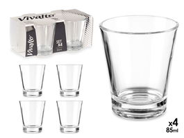 Vivalto Set 4 Vasos Vidrio para Café 85 ml 17x7.5x11 cm (Set de 24)