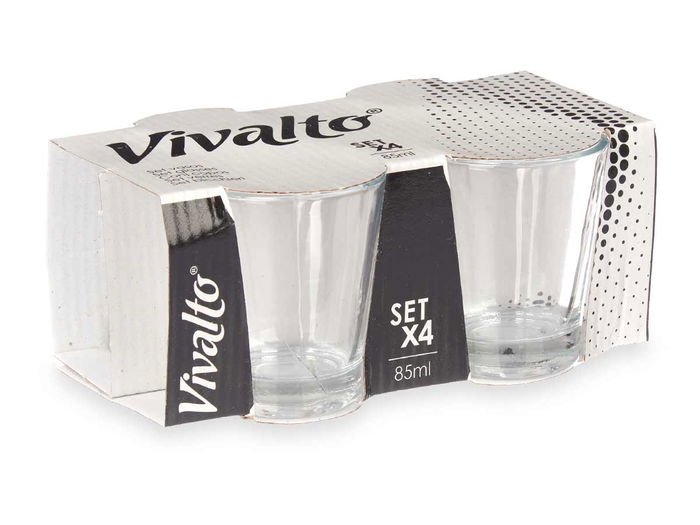 Vivalto Set 4 Vasos Vidrio para Café 85 ml 17x7.5x11 cm (Set de 24)