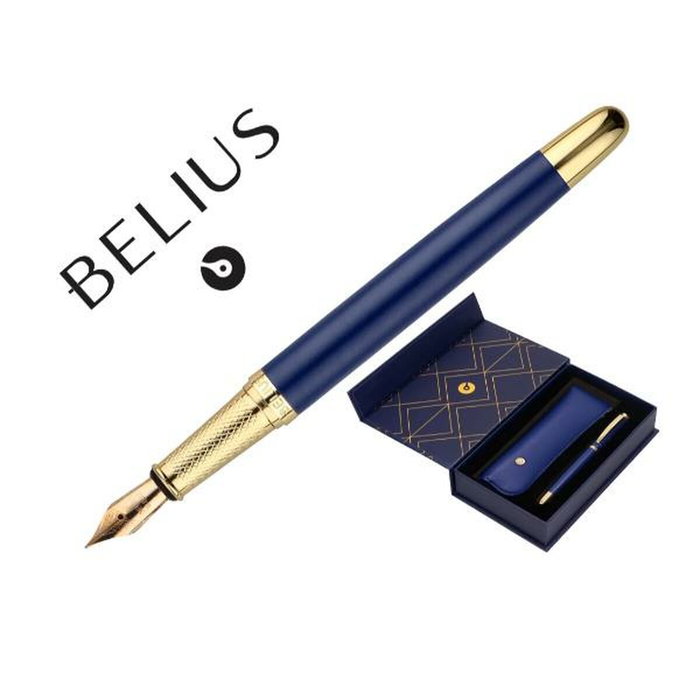 Belius Pluma Soirée con estuche Art Deco azul marino y dorado