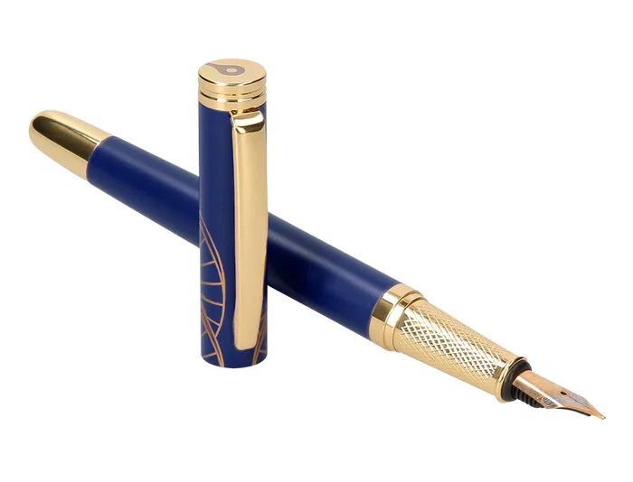 Belius Pluma Soirée con estuche Art Deco azul marino y dorado