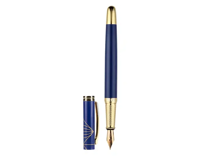 Belius Pluma Soirée con estuche Art Deco azul marino y dorado