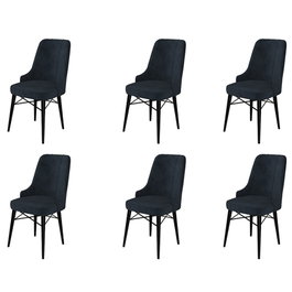 Hanah Home Juego de 6 Sillas Comedor Antracita y Negro con Marco Metal y Tela Babyface 46x94x46 cm