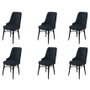 Hanah Home Juego de 6 Sillas Comedor Antracita y Negro con Marco Metal y Tela Babyface 46x94x46 cm