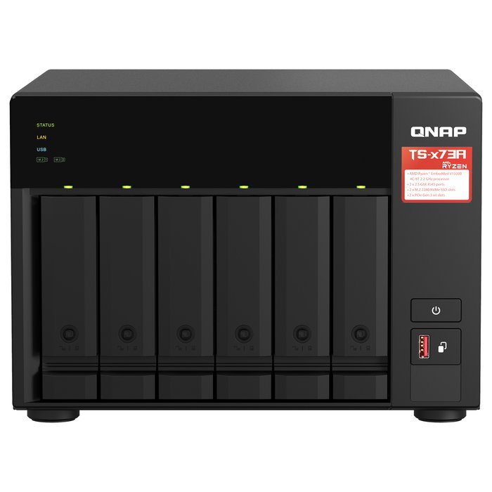 QNAP TS-673A-8G NAS de 6 bahías con AMD Ryzen V1500B y 8 GB DDR4