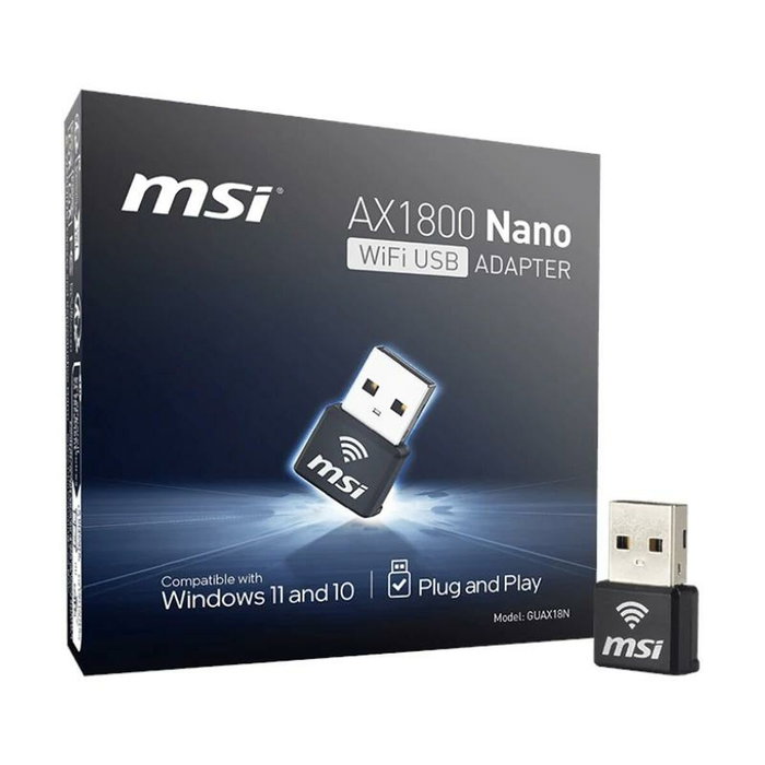 MSI AX1800 Nano WiFi USB Adapter GUAX18N Negro MSI AX1800 Nano WiFi USB Adapter GUAX18N Negro