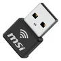 MSI Adapter WiFi USB Nano AX1800 Wi-Fi 6 (802.11ax) 1201 Mbps Dual Banda (2.4/5 GHz) Negro, Inalámbrico