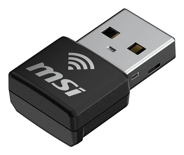 MSI Adapter WiFi USB Nano AX1800 Wi-Fi 6 (802.11ax) 1201 Mbps Dual Banda (2.4/5 GHz) Negro, Inalámbrico