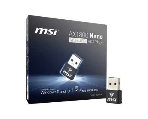 MSI AX1800 Nano WiFi USB Adapter GUAX18N Negro MSI AX1800 Nano WiFi USB Adapter GUAX18N Negro