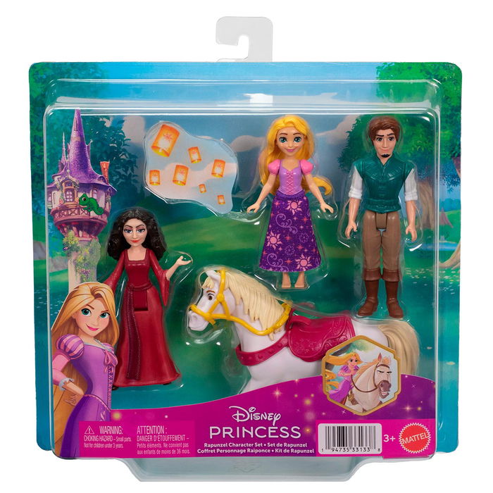Mattel Disney Princess Conjunto Personajes De Rapunzel JHG85, Incluye Rapunzel, Flynn Rider, Madre Gothel y Maximus