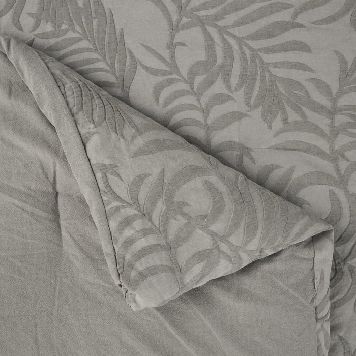 DKD Home Decor Colcha Algodón Jacquard Gris 180x260 cm
