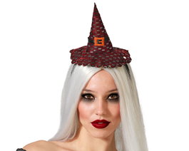 Disney Wicked Queen Diadema Sombrero de Bruja para Adulto Rojo Brillante - Maléfica, Halloween, Disfraz