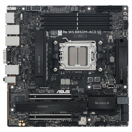 ASUS PRO WS B850M-ACE SE, Placa base Micro ATX AMD B850, Socket AM5, soporte AMD Ryzen 7000/8000/9000, DDR5 8000 MHz, 256 GB max, 3 puertos LAN, 2 puertos M.2 PCIe 5.0, 7.1 audio