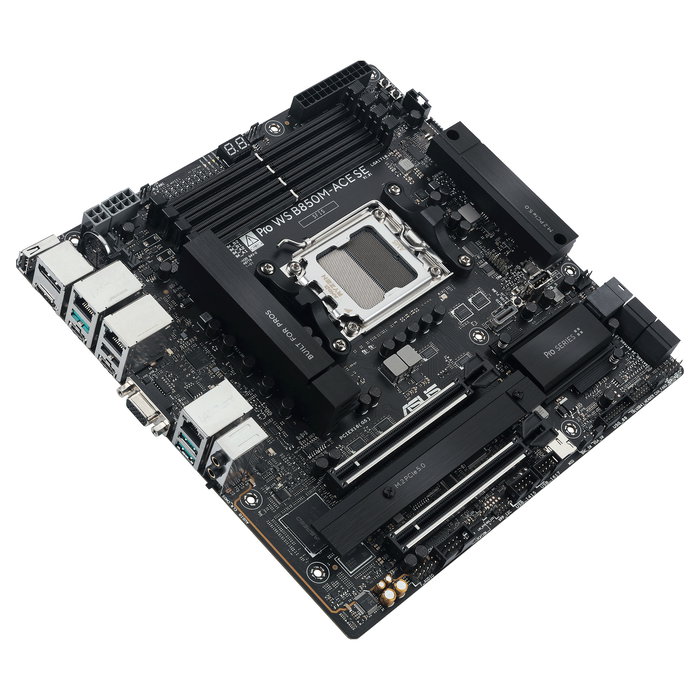 ASUS PRO WS B850M-ACE SE, Placa base Micro ATX AMD B850, Socket AM5, soporte AMD Ryzen 7000/8000/9000, DDR5 8000 MHz, 256 GB max, 3 puertos LAN, 2 puertos M.2 PCIe 5.0, 7.1 audio ASUS PRO WS B850M-ACE SE, Placa base Micro ATX AMD B850, Socket AM5, soporte AMD Ryzen 7000/8000/9000, DDR5 8000 MHz, 256 GB max, 3 puertos LAN, 2 puertos M.2 PCIe 5.0, 7.1 audio