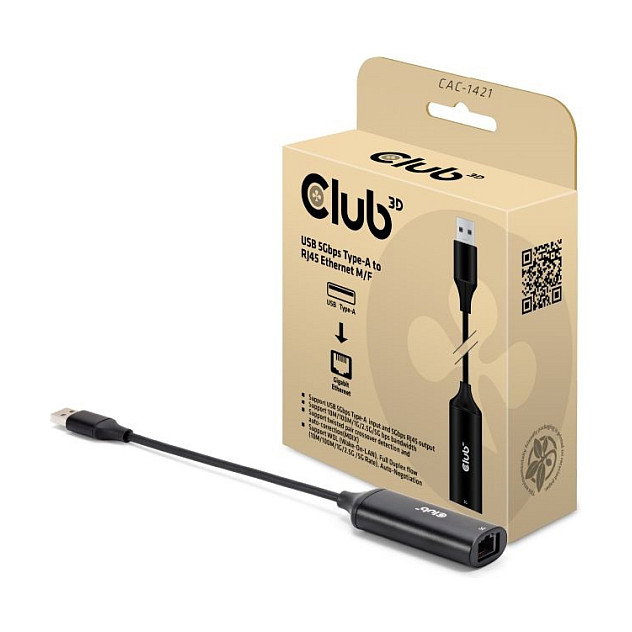 Club 3D Adaptador USB Tipo A a RJ45 5Gbps Club 3D Adaptador USB Tipo A a RJ45 5Gbps