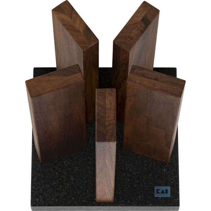 Kai Stonehenge Magnet-Messerblock Walnut de madera de nogal y granito, Grande Kai Stonehenge Magnet-Messerblock Walnut de madera de nogal y granito, Grande