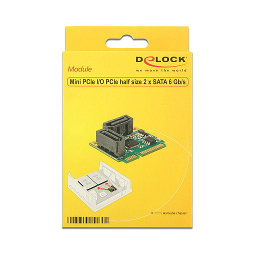 DeLOCK 95260 Adaptador Mini PCIe a 2x SATA 6 Gb/s con Asmedia ASM1061, Perfil bajo, para expansión interna