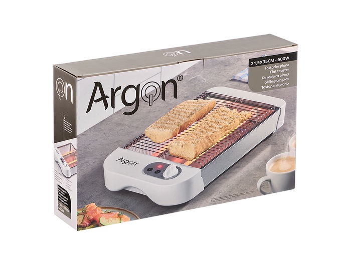 Argon Tostador Plano Blanco 600W 35 x 6.5 x 21.5 cm (Set de 6)