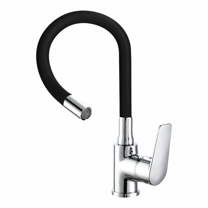 Edm Grifo monomando de cocina serie Baiona caño alto flexible negro