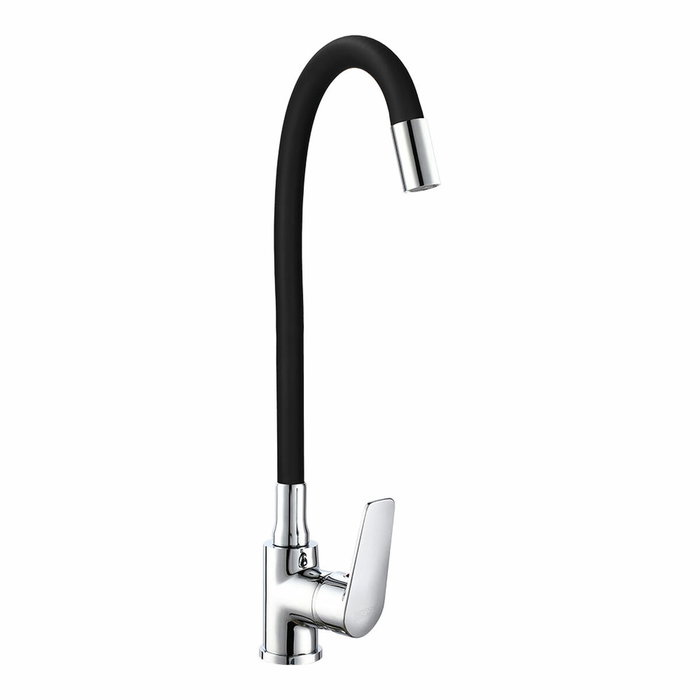 Edm Grifo monomando de cocina serie Baiona caño alto flexible negro