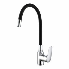 Edm Grifo monomando de cocina serie Baiona caño alto flexible negro