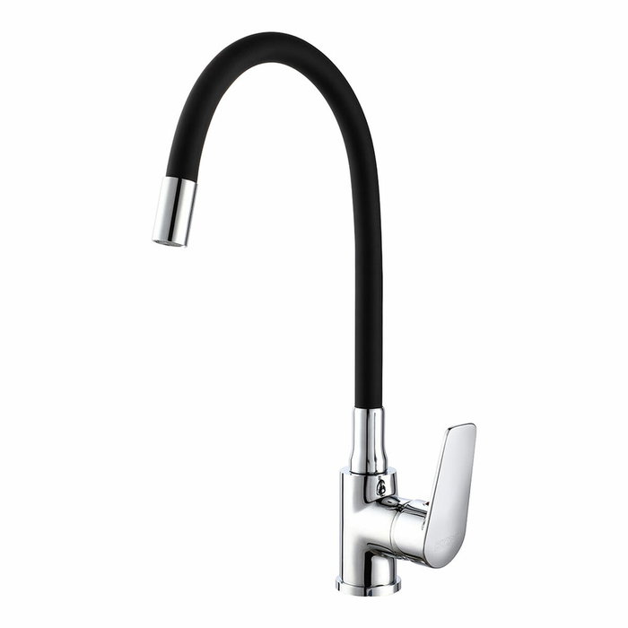 Edm Grifo monomando de cocina serie Baiona caño alto flexible negro