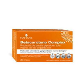 NATYSAL Betacaroteno Complex 30 Cap - Protección Solar y Antioxidante para la Piel, Rico en Vitaminas A, E, B3 y Cobre, Apto Veganos