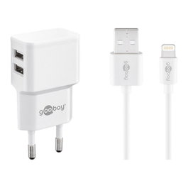 Goobay Set de carga dual Apple Lightning 2,4 A Blanco