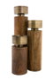 DKD Home Decor Portavelas Dorado Marron Metal y Madera Set de 3 Piezas 7.5 x 27 x 7.5 cm