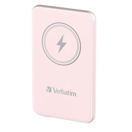 Verbatim Cargador Inalámbrico Power Bank 10000 mAh Carga Magnética 15W PD 20W USB-C Rosa Delgado