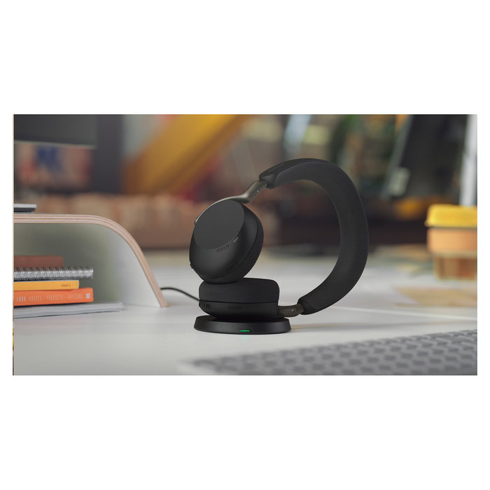 Jabra Evolve3 75 MS Auriculares Diadema Inalámbricos con Dock de Carga y Link 390c - Negro