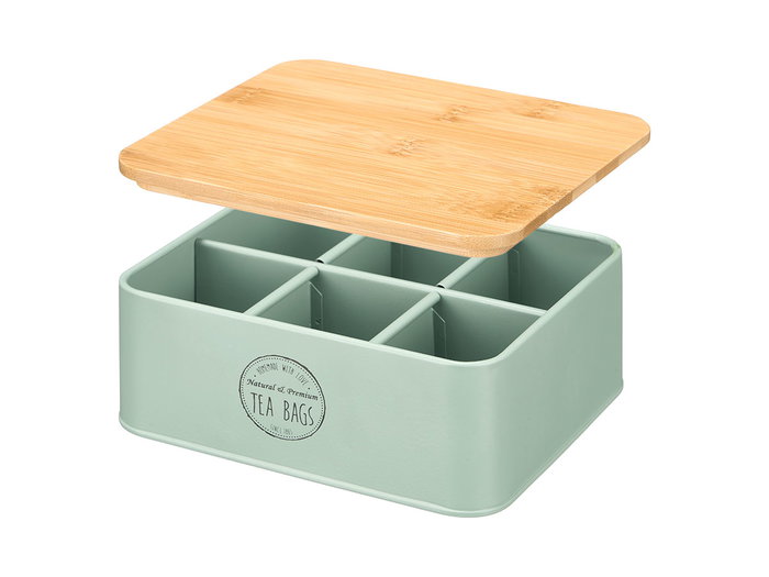 Kinvara Caja de 6 huecos con tapa de bambú Verde Menta