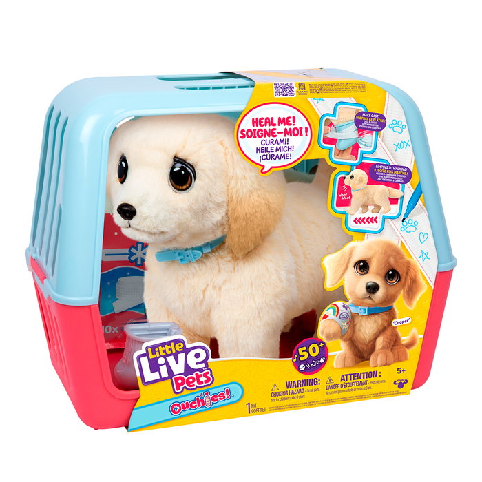 LITTLE LIVE PETS Ouchies Retriever 26679 Moose - Juguete Interactivo de Cuidar y Curar Patita con Más de 50 Sonidos, Español