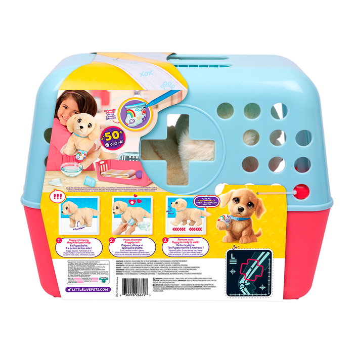 LITTLE LIVE PETS Ouchies Retriever 26679 Moose - Juguete Interactivo de Cuidar y Curar Patita con Más de 50 Sonidos, Español