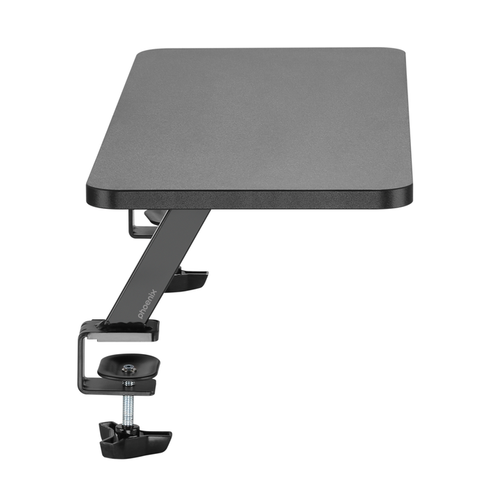Phoenix Technologies Soporte Elevador de Monitor para Escritorio, de MDF y Metal, 20 kg, Ajuste por Abrazadera, 65x26 cm, Negro
