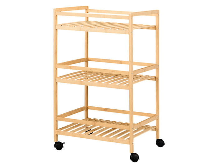 Kinvara Carro Ancho Bambú 3 Alturas con Ruedas 85 x 6 x 38 cm Kinvara Carro Ancho Bambú 3 Alturas con Ruedas 85 x 6 x 38 cm