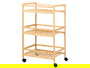 Kinvara Carro Ancho Bambú 3 Alturas con Ruedas 85 x 6 x 38 cm