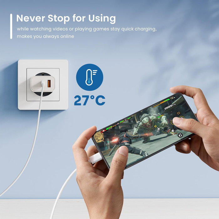 Ewent EW1318 Cargador Rápido GaN 20W USB-C y USB-A Blanco