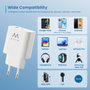 Ewent EW1318 Cargador Rápido GaN 20W USB-C y USB-A Blanco