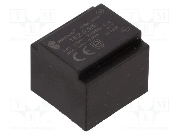 BREVE TUFVASSONS Transformador TEZ cerrado 500mVA 230VAC 12V 42mA BREVE TUFVASSONS Transformador TEZ cerrado 500mVA 230VAC 12V 42mA