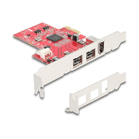 DeLOCK Tarjeta PCI Express x1 90738 a 2 Puertos FireWire 800 y 1 Puerto FireWire 400 Externa - Low Profile, Conectar y Usar, Compatible con Windows y Linux