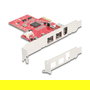 DeLOCK Tarjeta PCI Express x1 90738 a 2 Puertos FireWire 800 y 1 Puerto FireWire 400 Externa - Low Profile, Conectar y Usar, Compatible con Windows y Linux