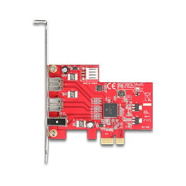 DeLOCK Tarjeta PCI Express x1 90738 a 2 Puertos FireWire 800 y 1 Puerto FireWire 400 Externa - Low Profile, Conectar y Usar, Compatible con Windows y Linux
