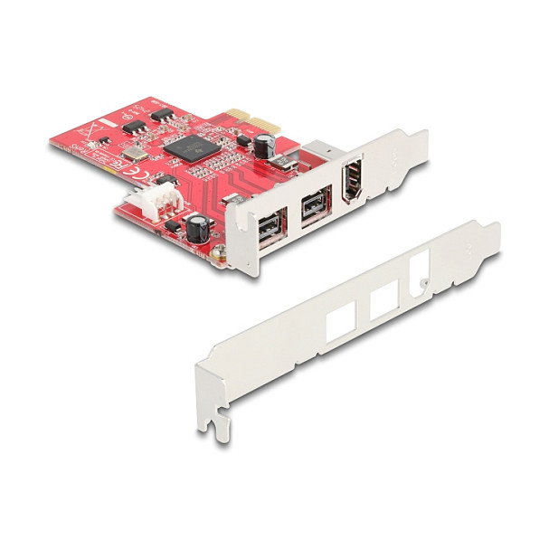 DeLOCK Tarjeta PCI Express x1 90738 a 2 Puertos FireWire 800 y 1 Puerto FireWire 400 Externa - Low Profile, Conectar y Usar, Compatible con Windows y Linux
