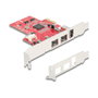 DeLOCK 90738 Tarjeta PCIe a 2 x FireWire B + 1 x FireWire A Low Profile