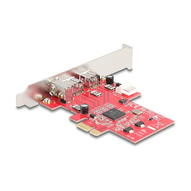 DeLOCK Tarjeta PCI Express x1 90738 a 2 Puertos FireWire 800 y 1 Puerto FireWire 400 Externa - Low Profile, Conectar y Usar, Compatible con Windows y Linux