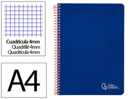 Liderpapel Cuaderno Espiral Witty A4 Tapa Dura 80 Hojas 90g Cuadro 4mm Azul Oscuro