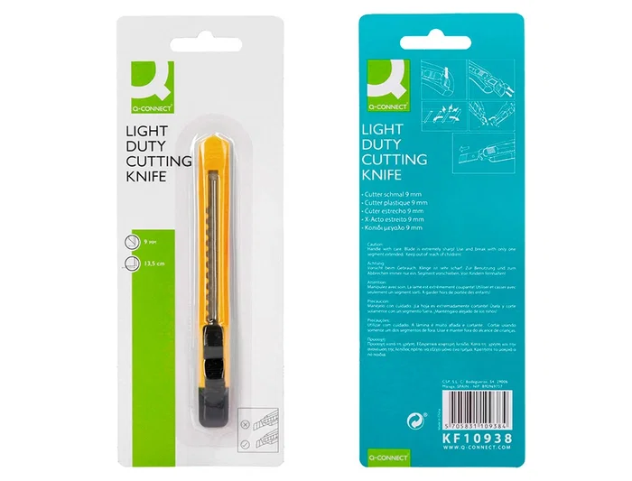 Q-connect Cúter XD-04 Plástico Estrecho Cuchilla 9 mm Clip Blíster 1 Unidad