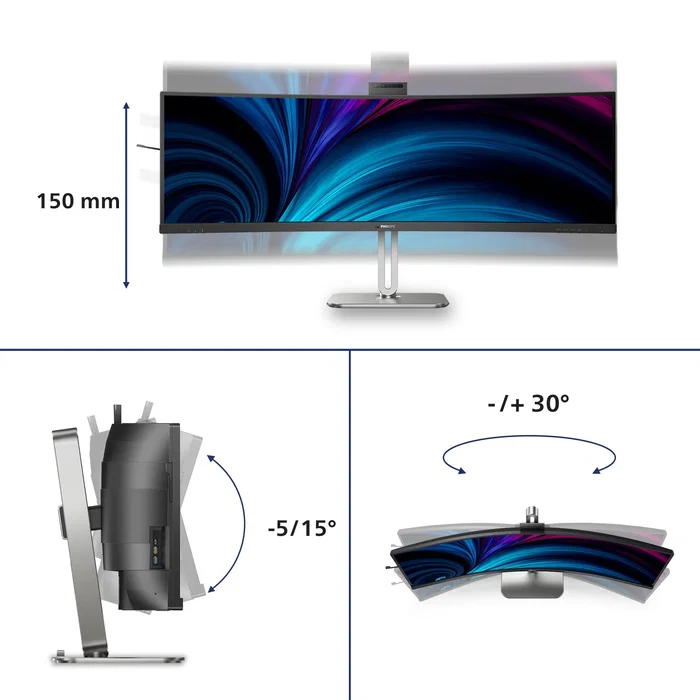Philips 49B2U5900CH Monitor SuperUltrawide Curvo 124 cm Dual QHD USB-C KVM Cámara